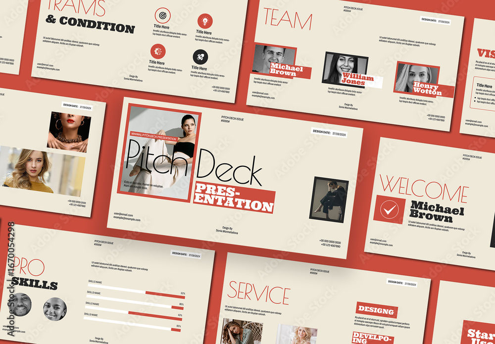 Creative Business Pitch Deck Template with Raw Colors Stock Template ...