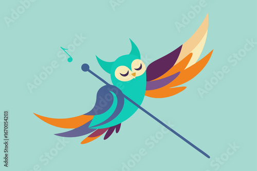 Vector illustration of a cute colorful tropical macaw bird with beautiful wings perched on a branch