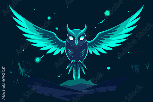 Vector illustration of a flying eagle with a heart-shaped silhouette of angel wings