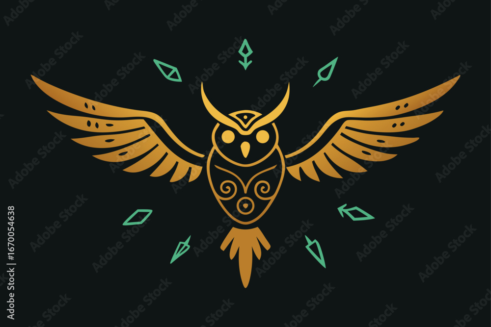Obraz premium A stylized tattoo design featuring a vintage eagle wing with a heart and a feather, symbolizing love and freedom