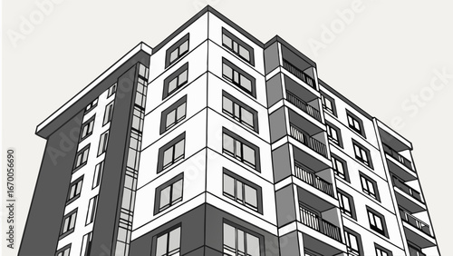 sketch of modern building