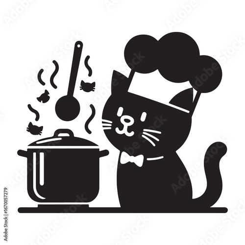 Chef Cat Cooking Mascot Vector