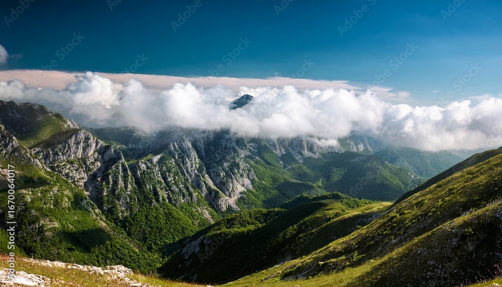 Fototapeta premium timelapse hills in the clouds in montenegro