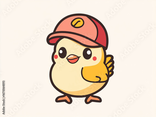 Beautiful Illustrations Of Cute Cartoon Chick Isolated On A Colored Background