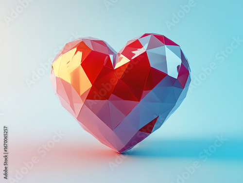 Luxury Red Crystals Heart Valentine Happy Valentines Day Background 3D Illustration
