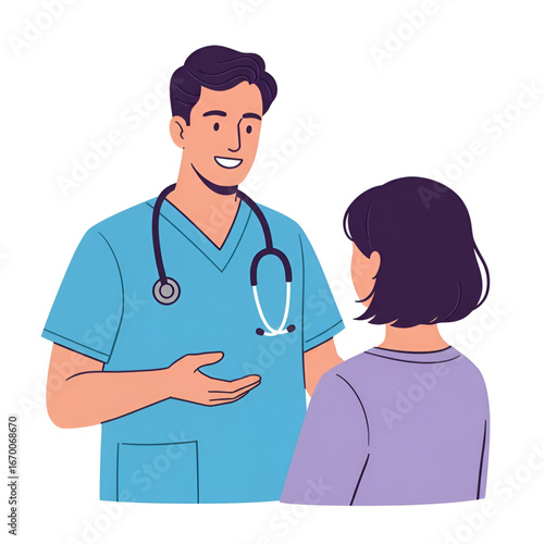 Doctor consulting patient in medical clinic. Healthcare and medicine concept.