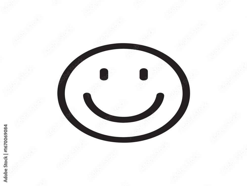 Obraz premium Happy smiling emoji illustration in clean outlined vector art
