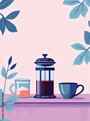 Modern Coffee Machine with Hot Cup of Coffee