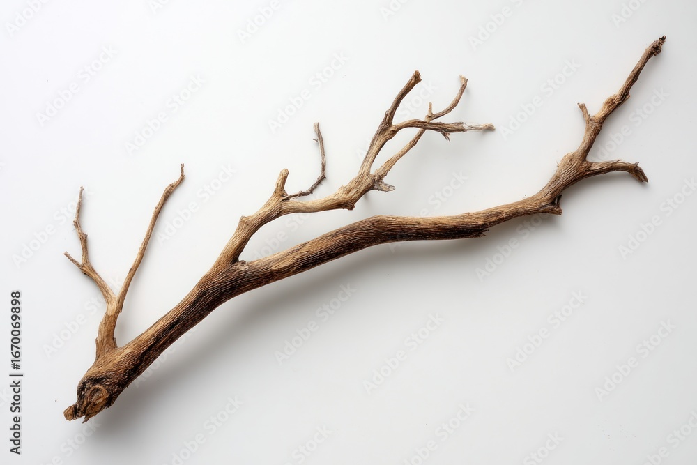 Fototapeta premium Isolated dry branch with twigs