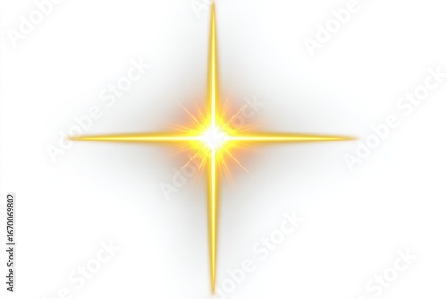 Glowing star shape with four sharp points and a bright center, isolated on white
