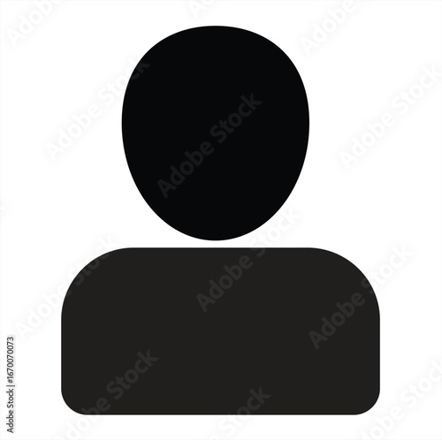 Simple silhouette of a person head and shoulders icon for user profiles and generic representation