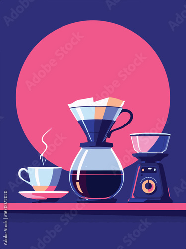 Modern Coffee Machine with Hot Cup of Coffee