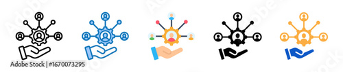 Stakeholder multiple style icons set design vector illustration. 
