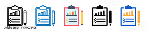 Financial Report multiple style icons set design vector illustration. 