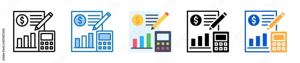Obraz premium Accounting multiple style icons set design vector illustration. 