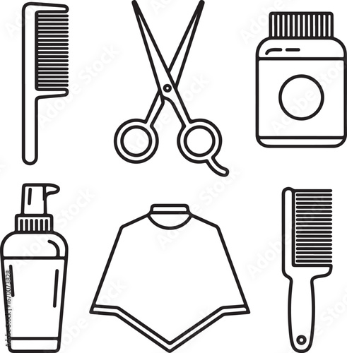Barber Fashion and Styling Outline Icons Pack