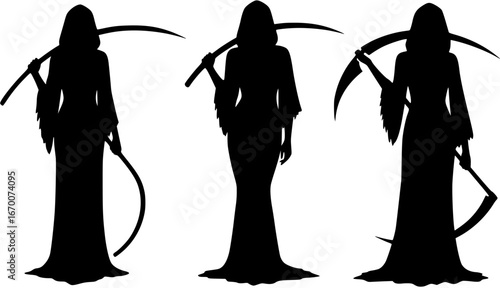 Striptease silhouette of Grim Reaper girl	
