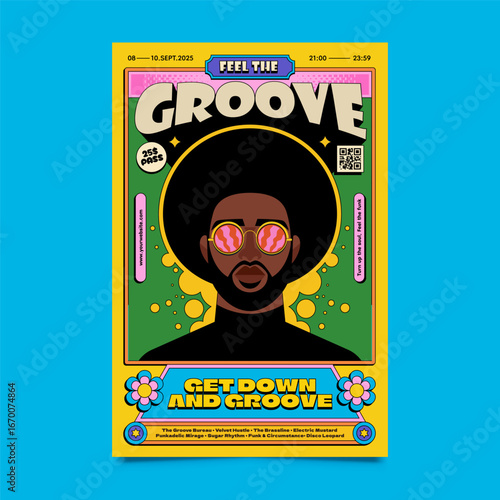 Retro Funk Music and Groovy Poster Designs