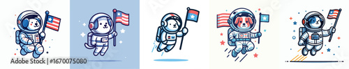Cute Dog Astronaut Vector Collection – Space Puppy Explorer
