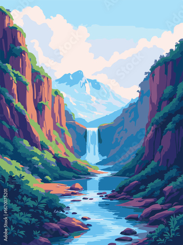 mountain landscape with lake