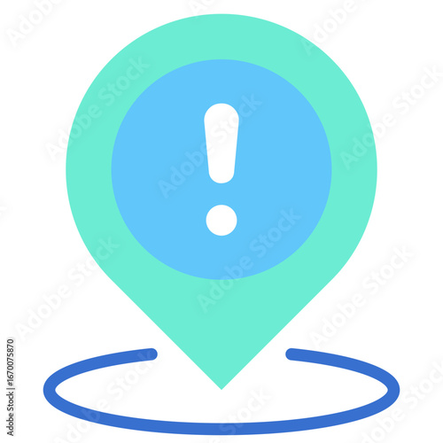 Risk Location Flat Green Blue Icon Design Vector - location pin with an exclamation mark, indicating a high-risk or hazardous area