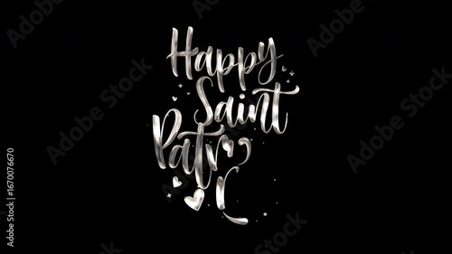 Shiny text reading happy saint patrick on a black background, suitable for st. Patricks day social media posts or greeting cards.