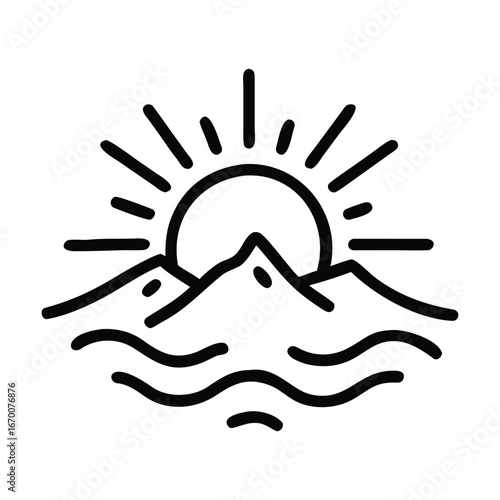 Mountains icon set high terrain vector symbol everest hill sign in black filled and outlined style