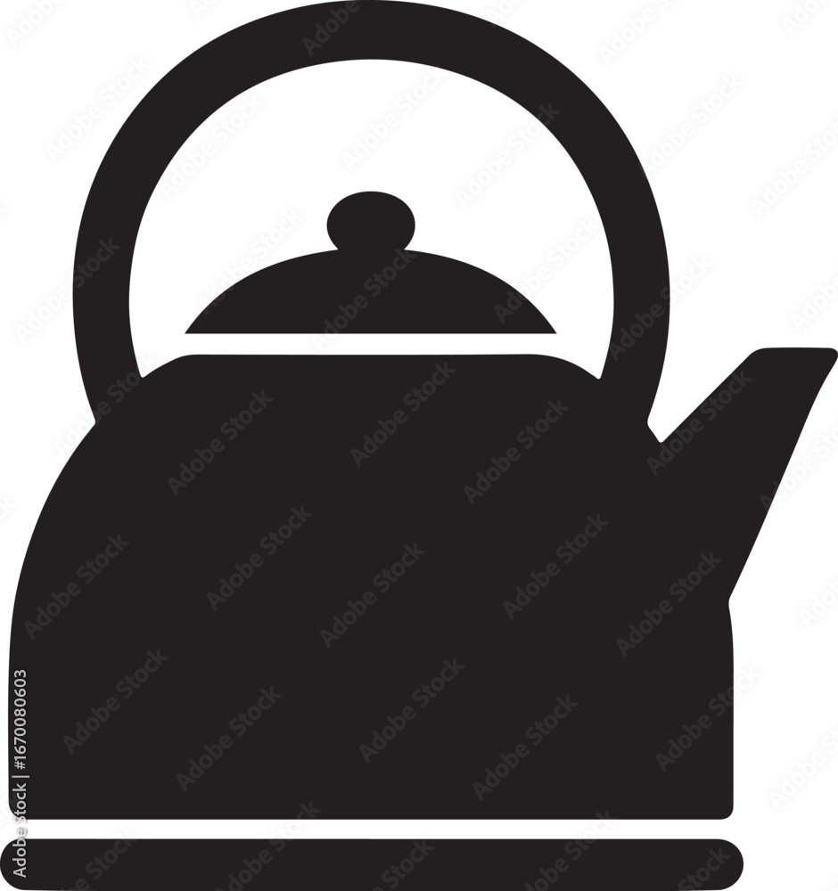 Obraz premium Kettle silhouette vector isolated on white background, simple black kitchen appliance design.