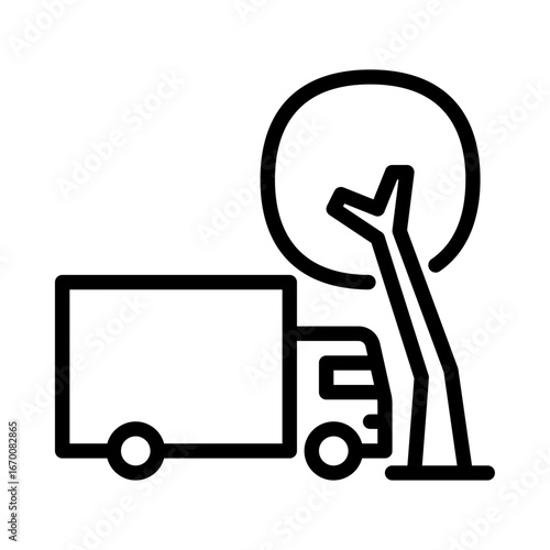Truck accident outline icon. truck crash black line illustration.