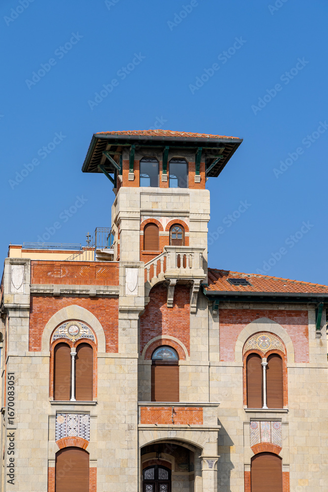 Fototapeta premium Architecture of the ancient city of Viareggio, Italy. House facades
