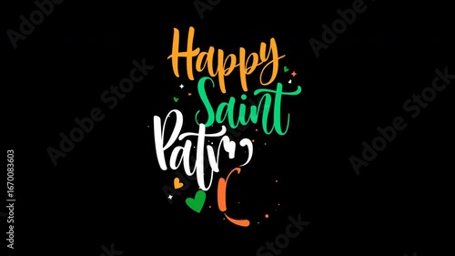 Happy saint patricks day message with colorful design elements suitable for festive greeting cards, social media posts, and advertisements.