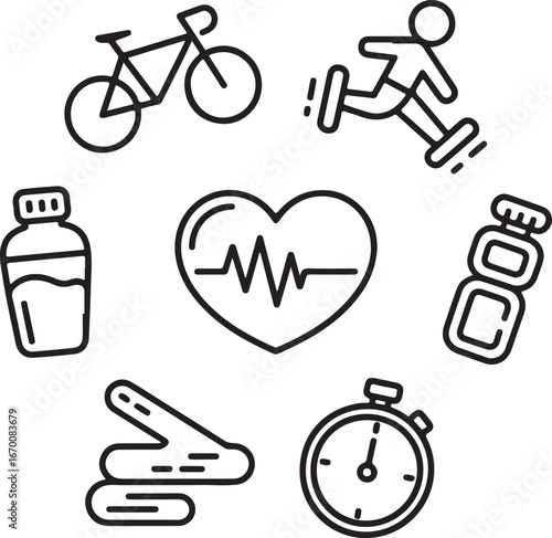 Healthy Lifestyle and Exercise Line Icons Set (2)