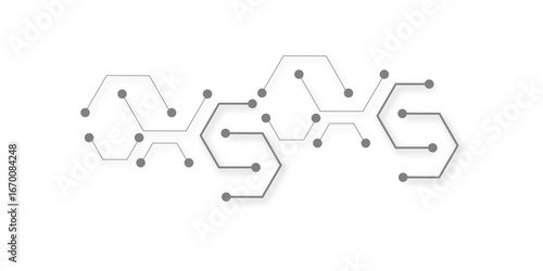 A minimalist abstract background featuring a central graphic of interconnected hexagons and lines with dots, in subtle gray shades on white, depicting a clean, modern technological or network concept.