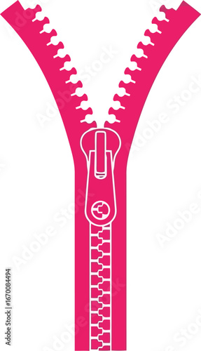 Vibrant pink zipper fastener isolated on white for fashion and design projects vector