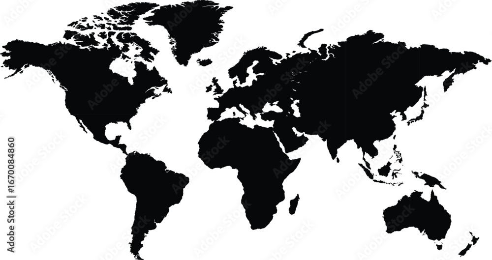 Obraz premium black world map