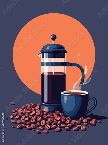 Modern Coffee Machine with Hot Cup of Coffee