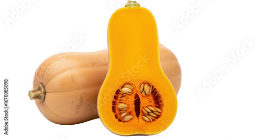 Foto Isolated Butternut Squash, Whole and Halved