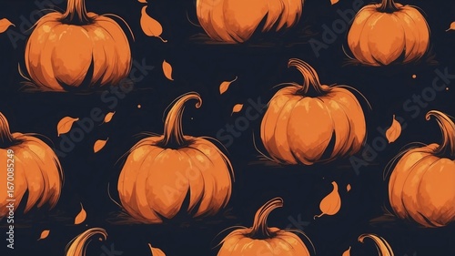 Seamless Autumn Pumpkin Pattern for Fall Decor and Halloween Designs