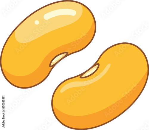 Two yellow soybeans with illustration style and isolated elements vector