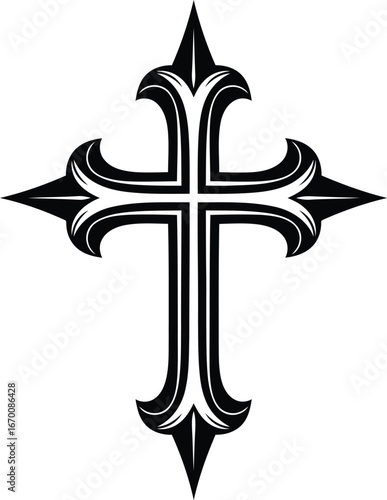 Elegant gothic cross vector icon decorative religious symbol christian faith emblem vector