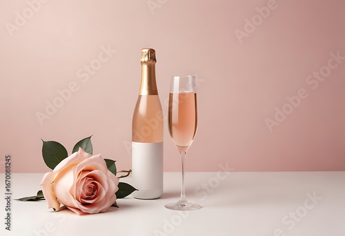 Rosé Wine Glass on Pink