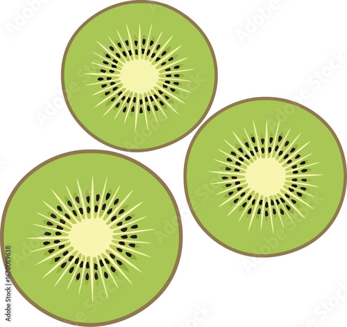 Fresh kiwi slices vibrant green tropical fruit healthy food ingredient vector