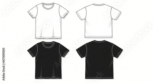 Wallpaper Mural T-Shirt Templates: Front & Back Views in Black and White Torontodigital.ca
