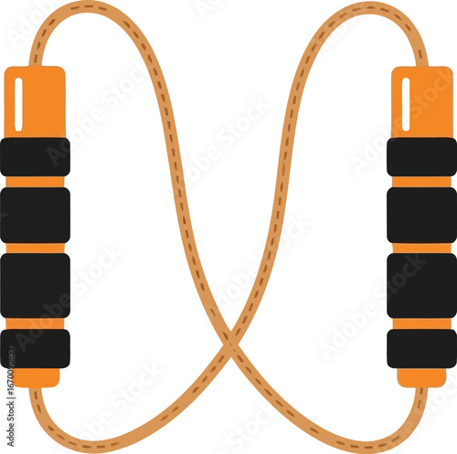 Orange jumping rope for fitness and exercise isolated on white sport equipment vector