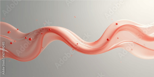Abstract red background with flowing liquid curves and light lines creates a beautiful wave pattern