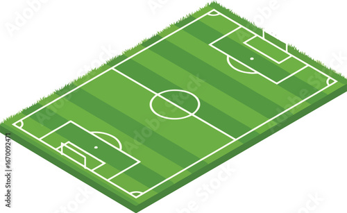 Soccer field pitch view isometric green grass sports game recreation vector