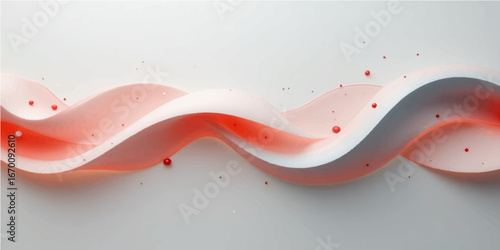 Colorful vector illustration of red blood cells flowing in a liquid wave pattern