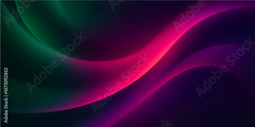 Smooth glowing purple and blue waves with lines of energy create a flowing digital art background