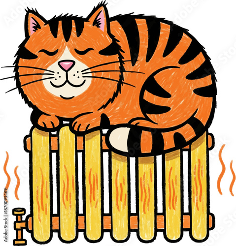 Cat Enjoying the Warmth of a Radiator