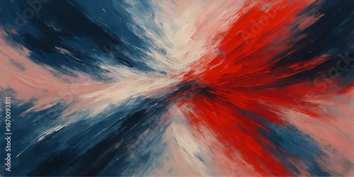 Abstract red and blue watercolor sky at sunset with beautiful vibrant colors and cloudscape
